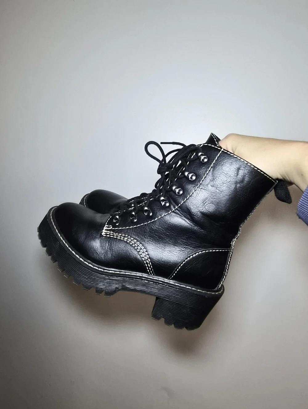 Black Grunge Platform Combat Boots 6M Madden Girl Punk Modern - Picture 10 of 10